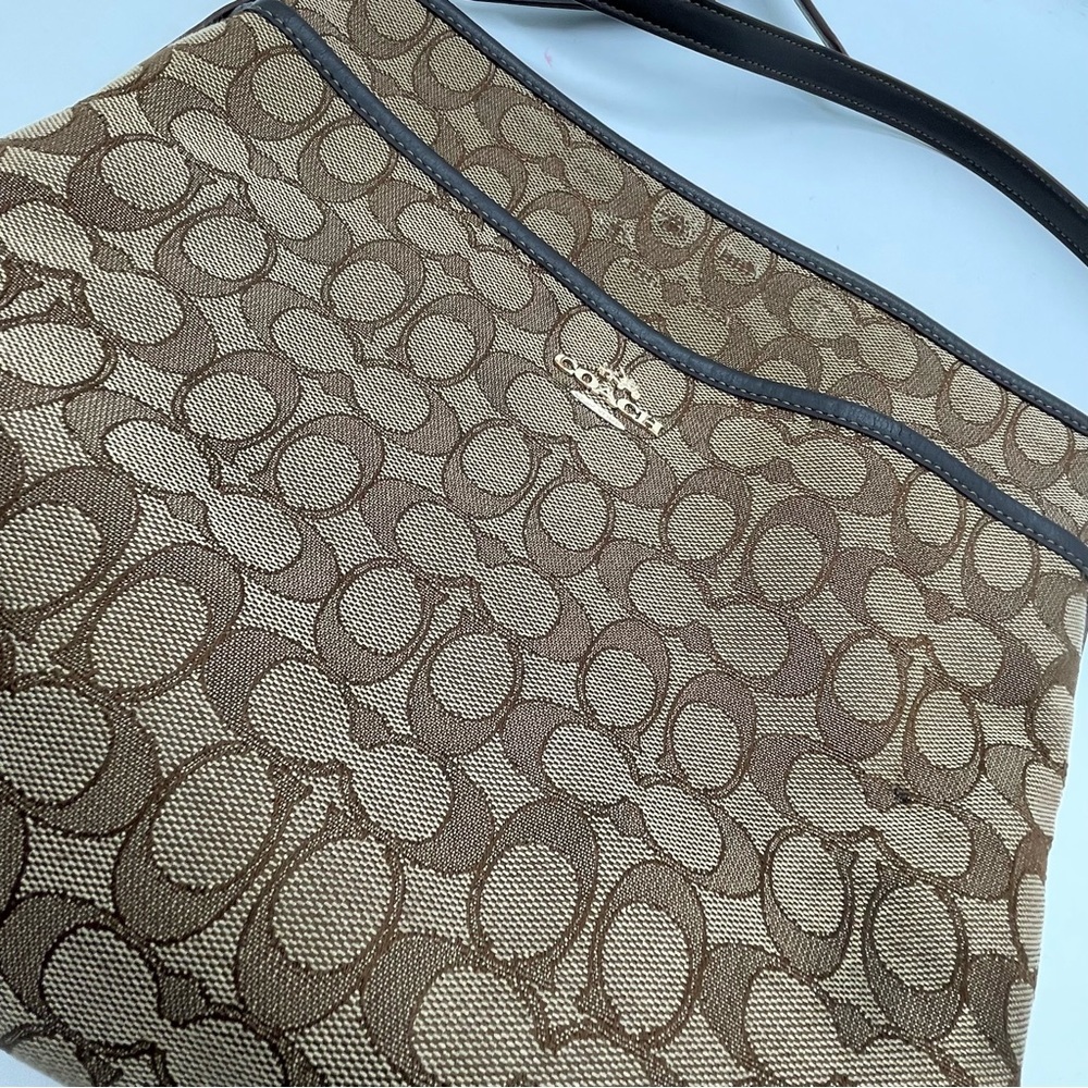 Coach purse crossbody bag all over logo print file khaki brown - Picture 5 of 9